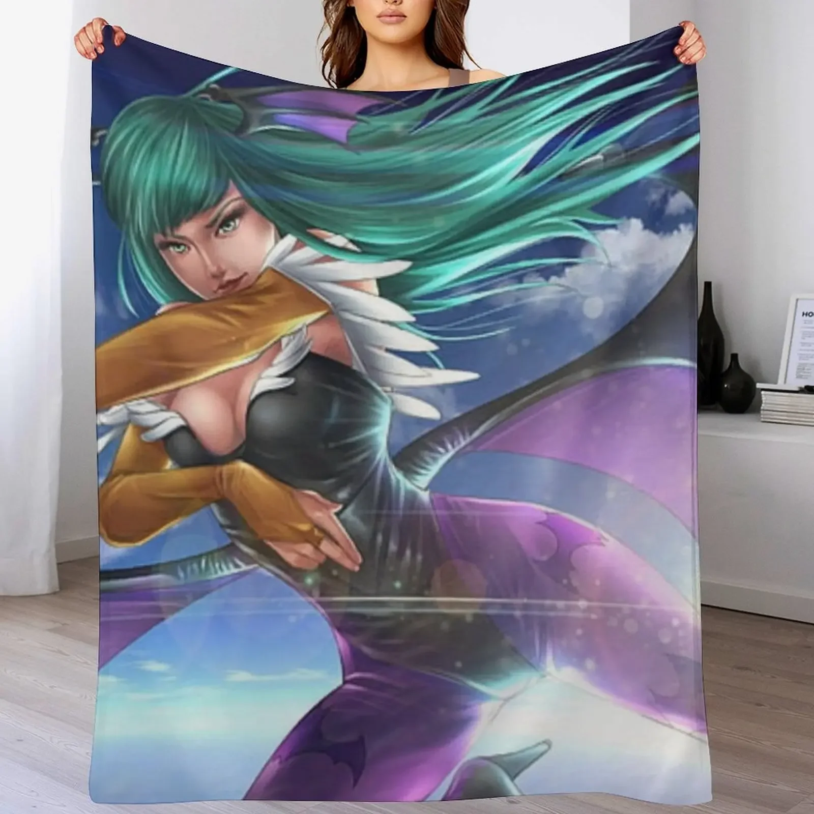 

Cute Morrigan Aensland Throw Blanket for winter Soft Plaid Retros Plaid Blankets