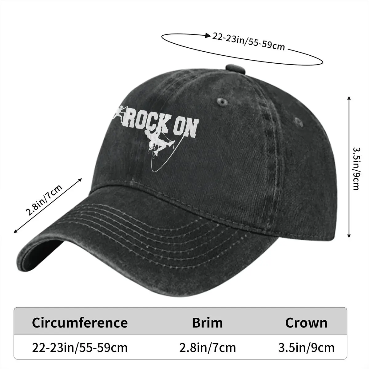 Washed Men's Baseball Cap Rock On Go Climb Rock Trucker Snapback Cowboy Caps Dad Hat Mountain Climber Golf Hats