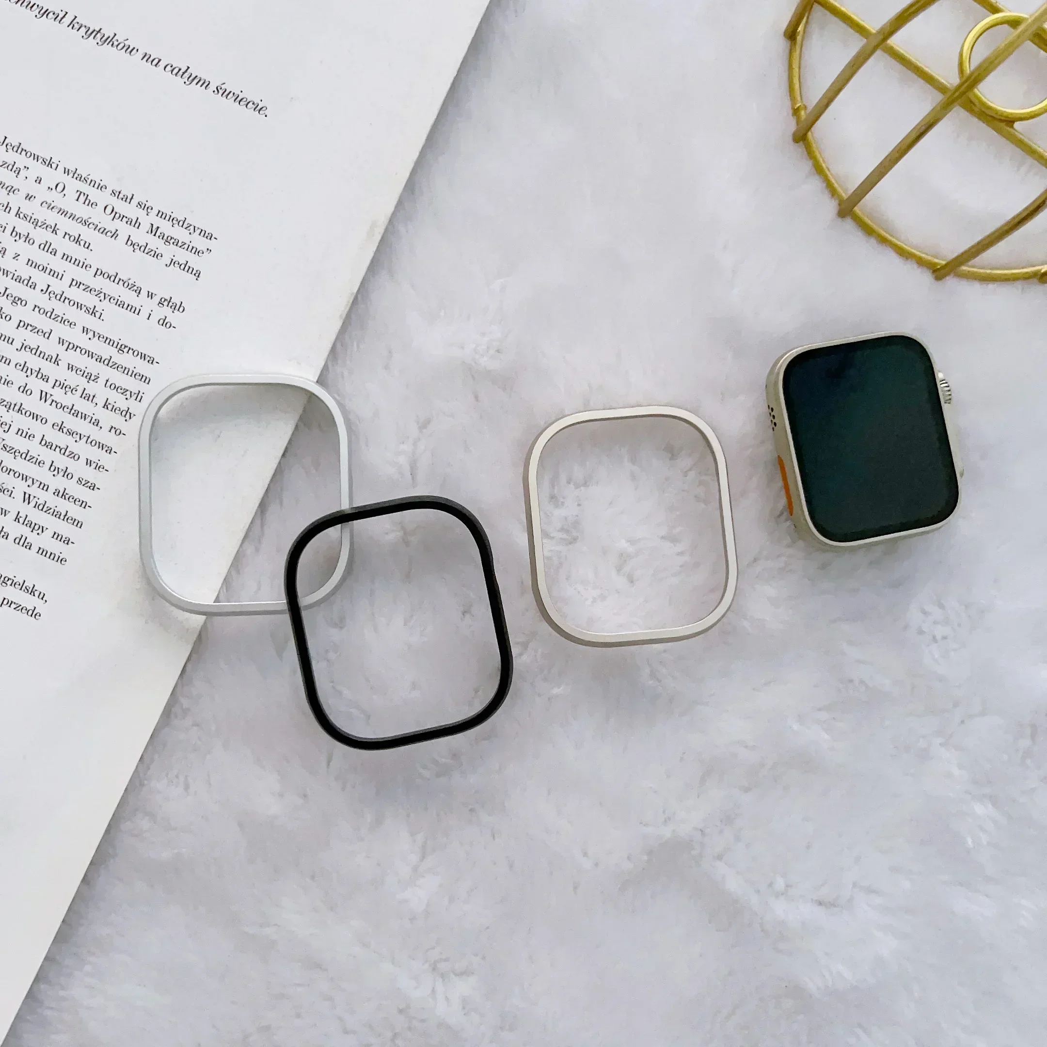 حافظة معدنية ذهبية من الألومنيوم لساعة أبل 42/46 مللي متر 49 مللي متر إطار غطاء حماية لـ IWatch Series10 9 8 SE Ultra2