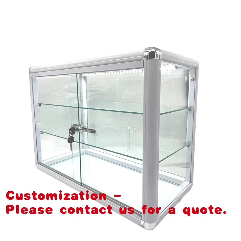 

custom.Aluminum Display Table Top Tempered Glass Showcase with LED Lights