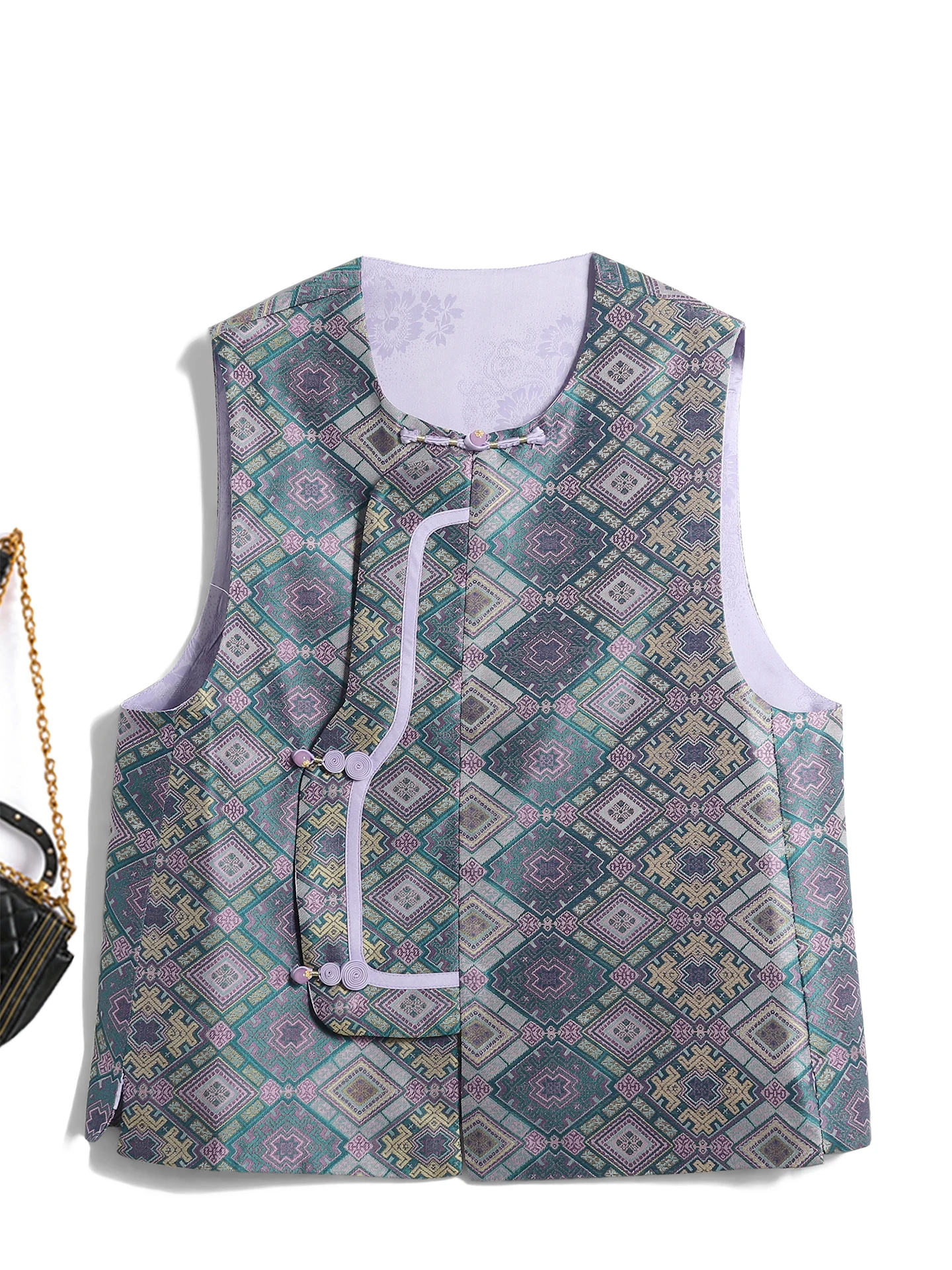 

New Chinese Sle Retro Button Vest Women's Luxury Feel Svel round Ne Top National Trend Floral Embroidery Outerwear