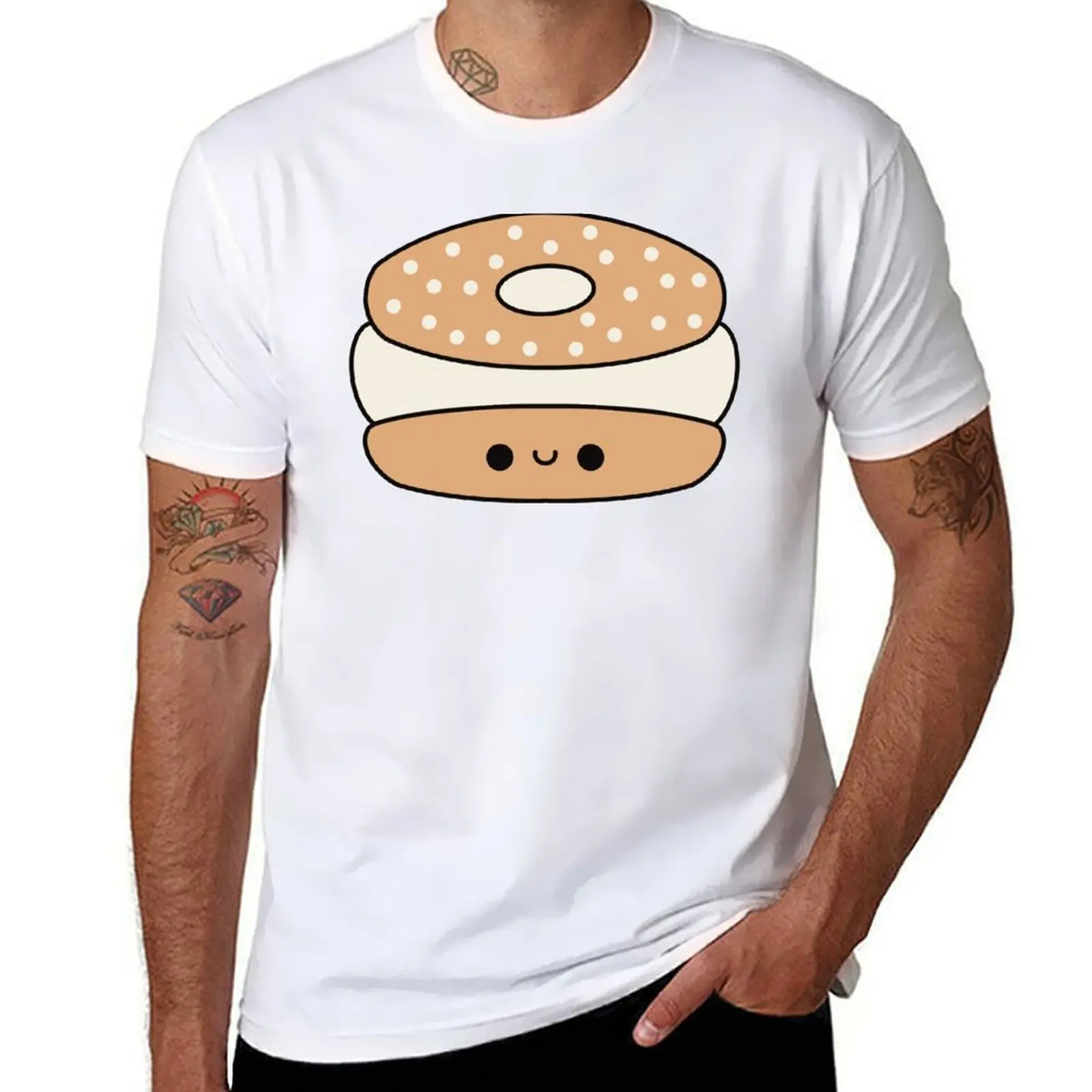 

Cute Kawaii Cream Cheese Bagel T-Shirt t shirts for man slim fit cotton t shirt pack T-Shirt