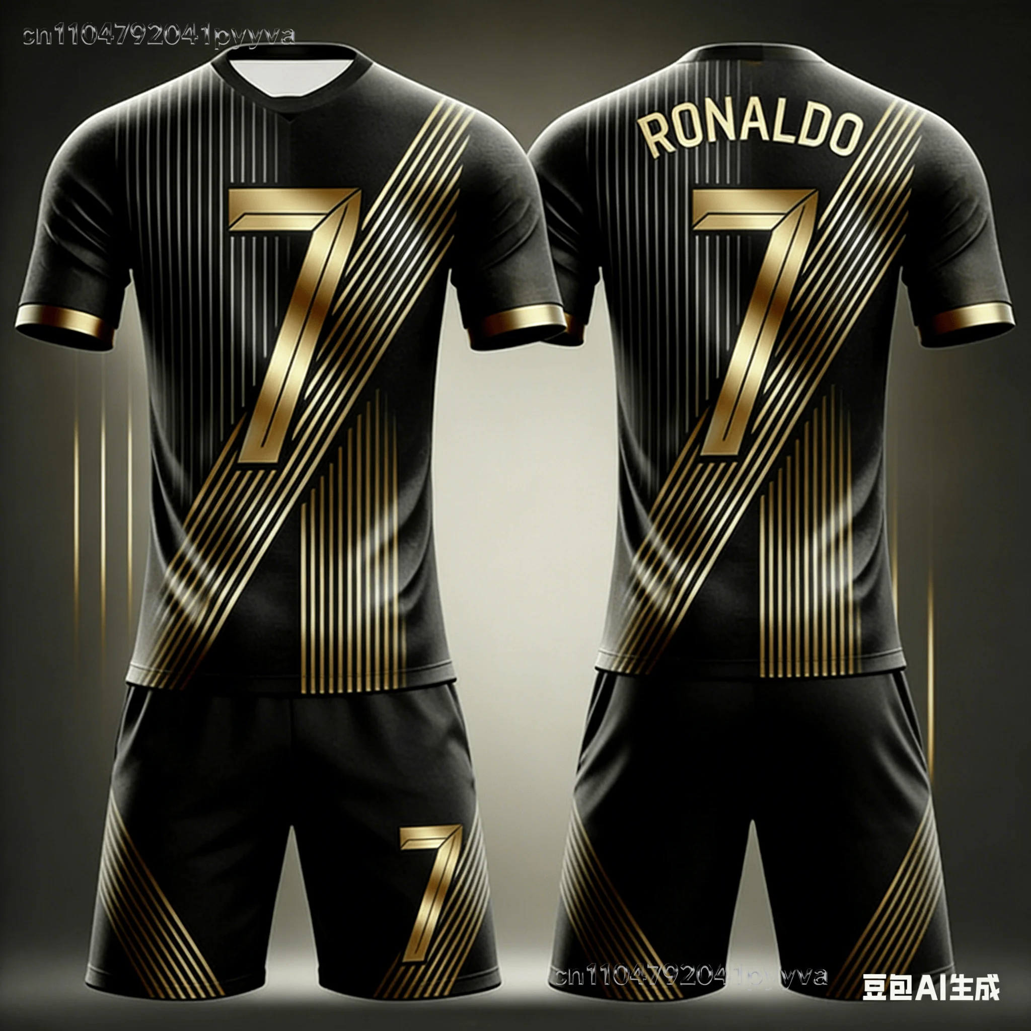 26 New Cool Gradient Football Jersey # Ronaldo # 7 Adult/children's Parent-child Jersey Short Sleeved Shorts Sports Set Kids