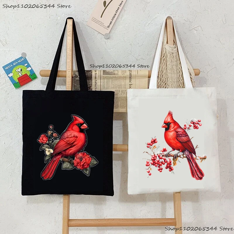 Aesthetics Cardinal Bird Canvas Shoulder Bag Women Animal Bird Lover Commuting Bag Casual Fashion Cardinal Teen Underarm Handbag