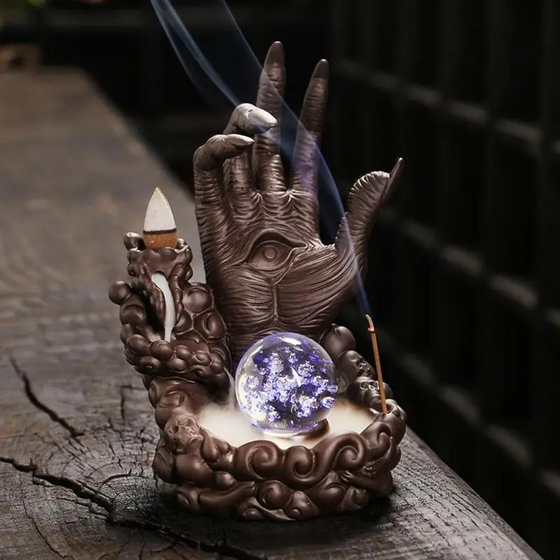 Hand Incense Holder Creative Backflow Incense Burner Hand Incense Holder With Devil's Hand Evil Eye Design For Bedroom Living