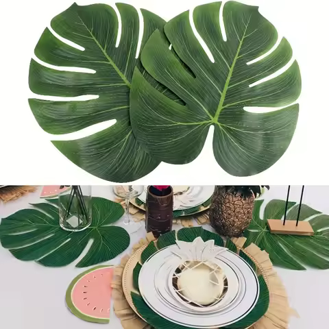 20pcs Large Artificial Tropical Palm Leaves,Faux Safari Leaves Monstera Fake Leaves,Hawaiian Luau Party Jungle Beach Decorations