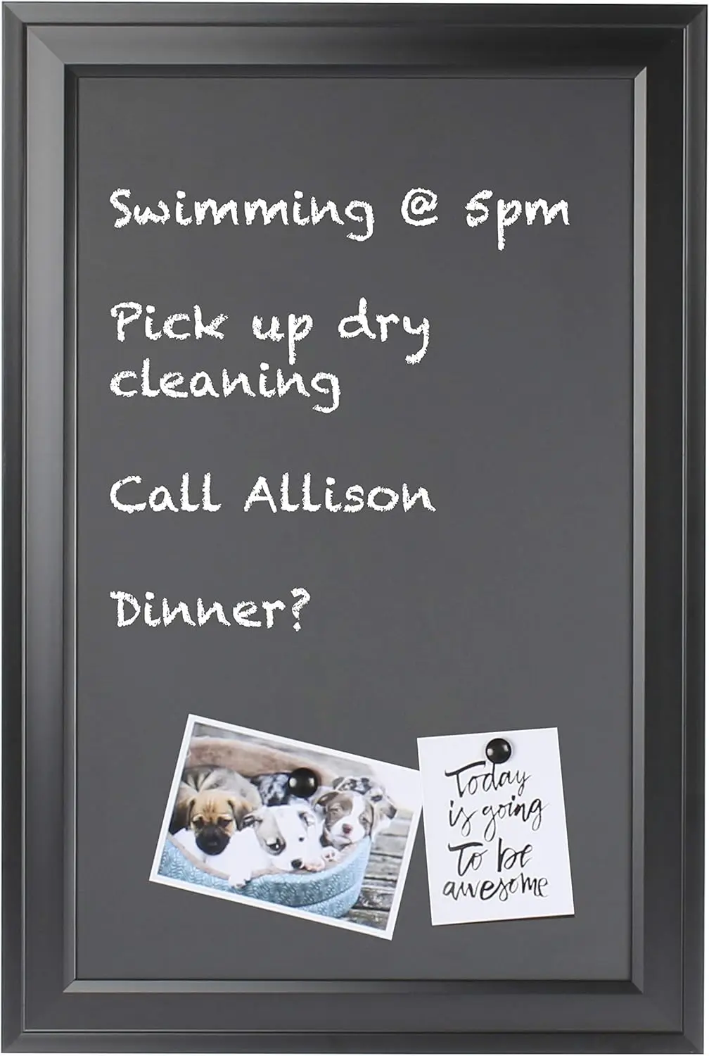 سبورة مغناطيسية مؤطرة، 18.5 × 27.5 بوصة، سوداء - مثالية للمكتب المنزلي أو المطبخ