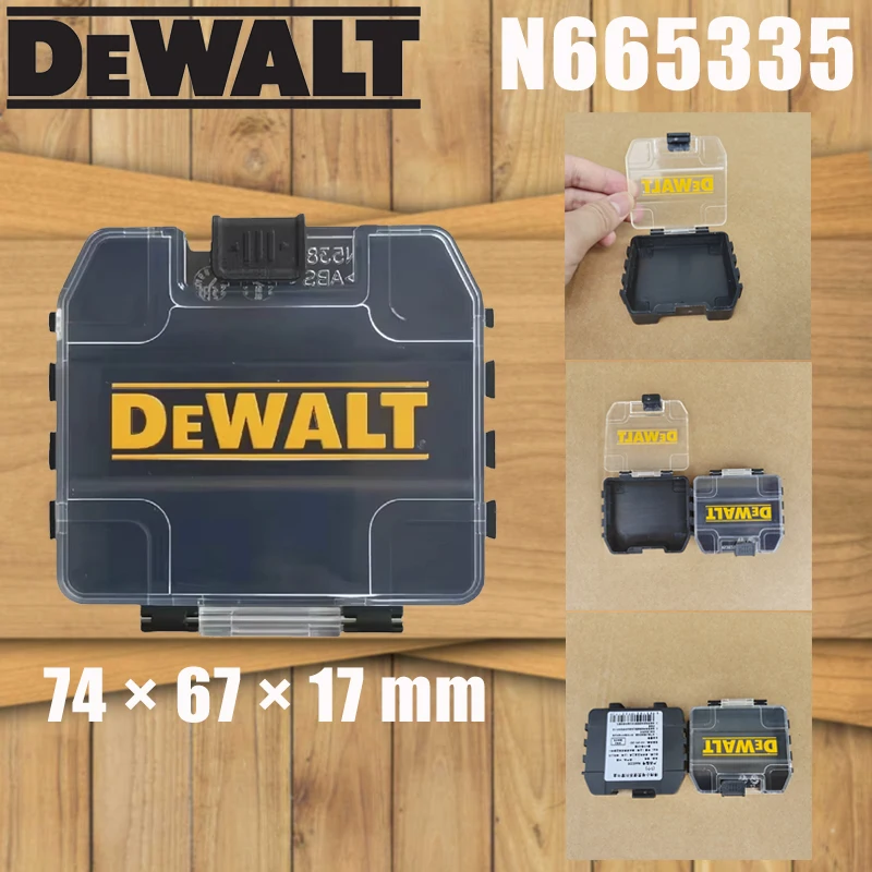 DEWALT N665335 Mini Parts Storage Box Black Base Clear Lid Compact Organizer 74×67×17mm for Screws & Drill Bits