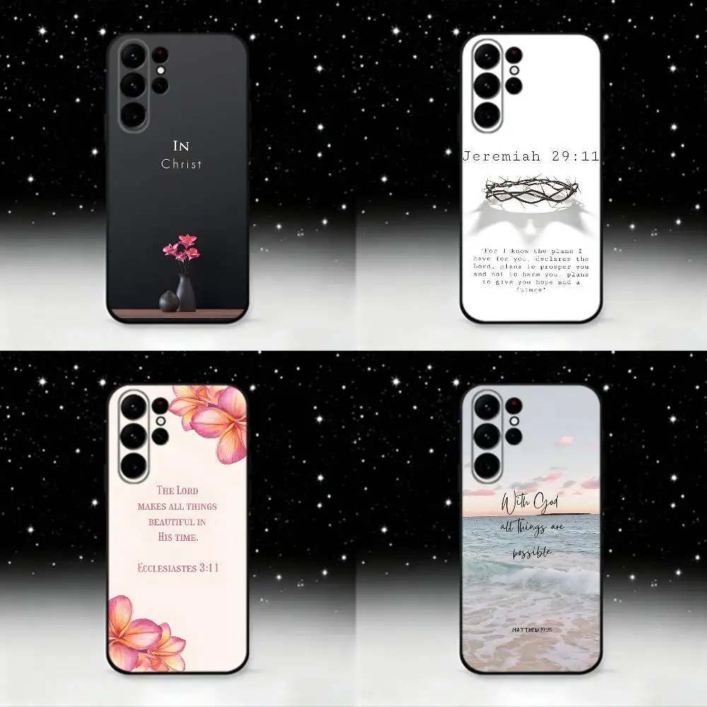 

Bible Verse Christian Phone Case For Samsung S25,S24 Ultra,S20,S30 plus,S22 plus,S23,S30 Ultra 5G Silicone Black Shell