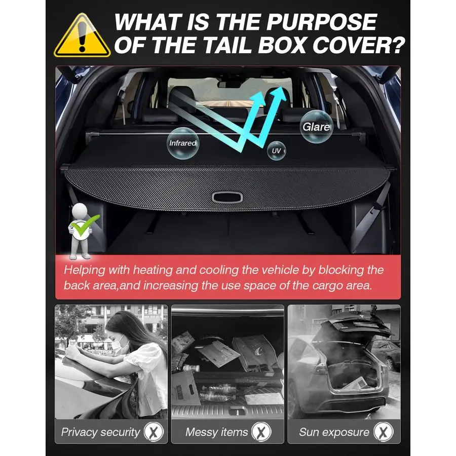 مع كيا سورينتو غطاء البضائع 2025 2024 2023 2022 2021 سورينتو غطاء صندوق السيارة قابل للسحب الأمن درع الظل غطاء ألياف الكربون T #3