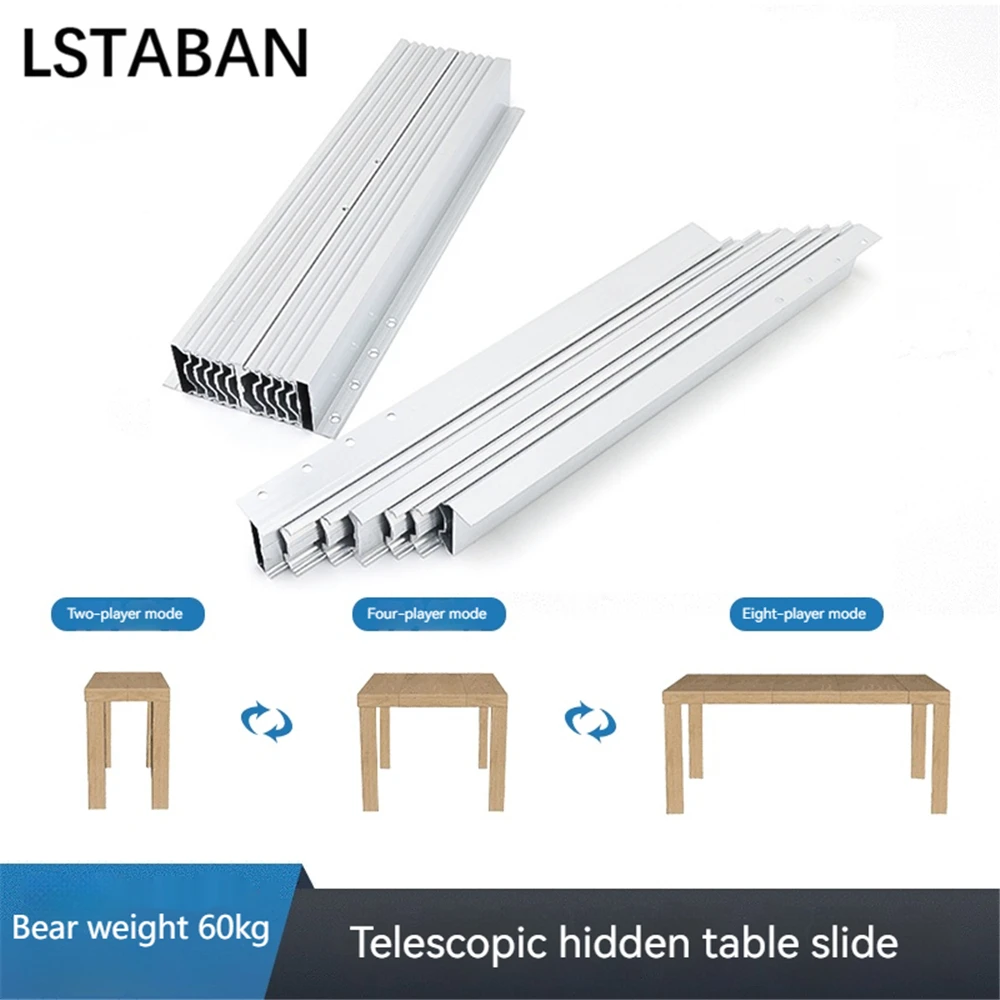 Aluminum Alloy Hidden Folding Table Rails 1.8M/2.5M Telescopic Multi-section Flat Push Folding Hardware Accessories