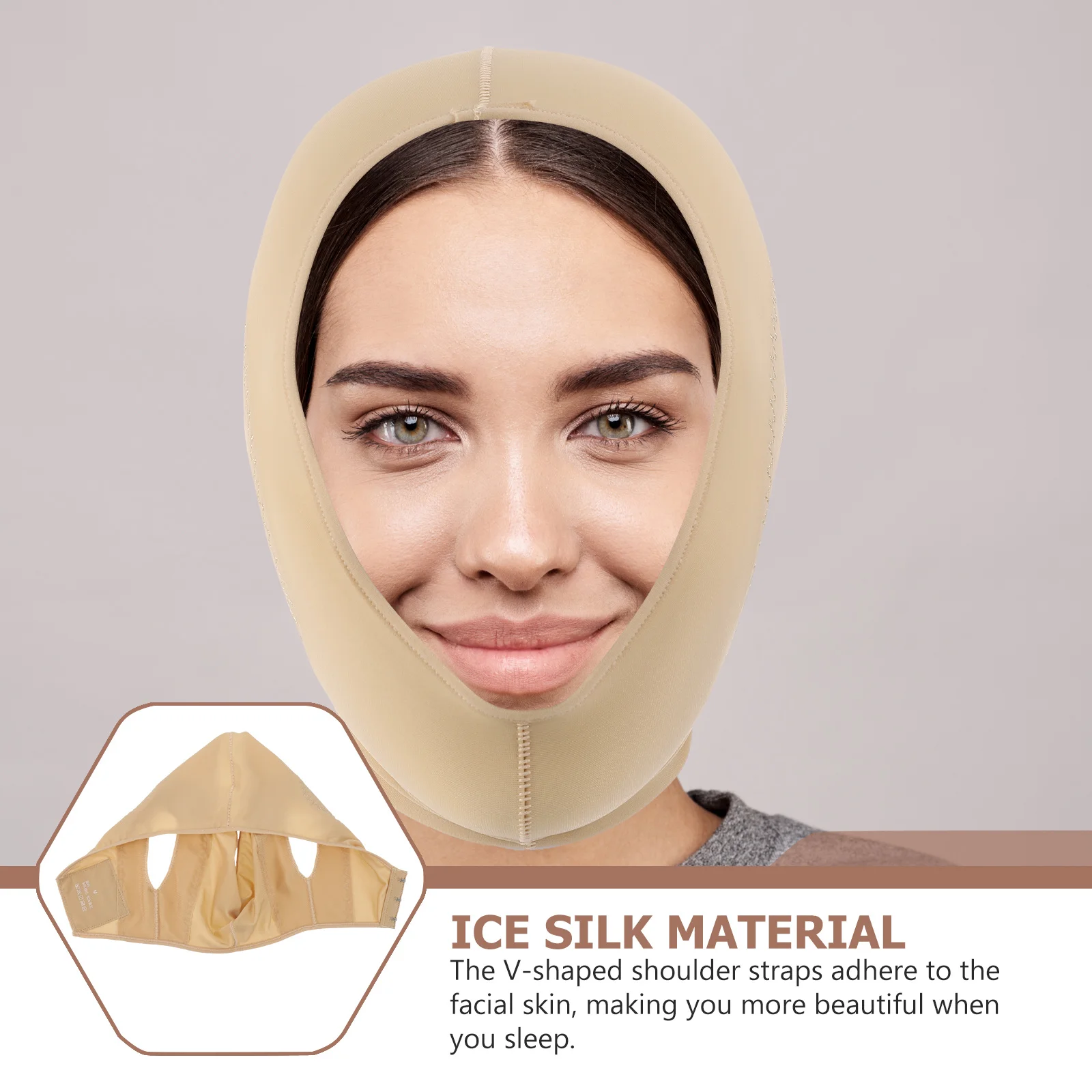 1 個 V フェイスリフティングマスクプレミアムアイスシルク通気性ソフトフェイシャルスリミング包帯調節可能な粘着ストラップ女性女の子用