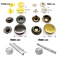 50 sets 10/12.5/15mm #633 655 831 201 Metal Sewing Press Fastener Snap Button Popper Leather Bag Clothes Jacket Coat Repair Tool
