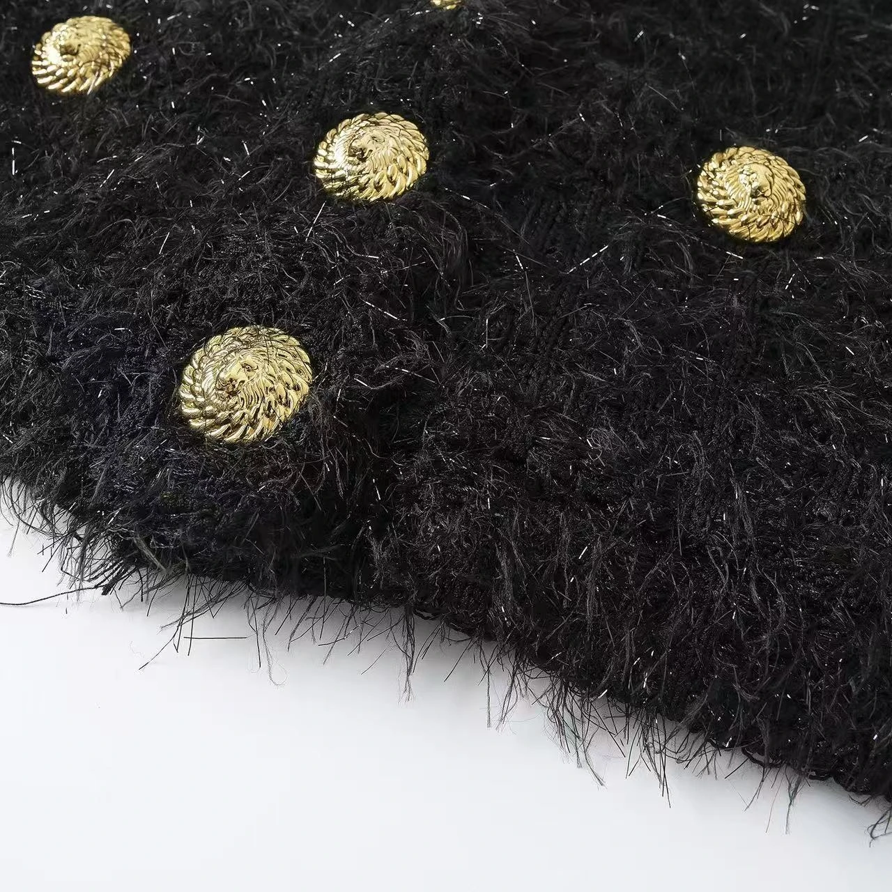 High-End Baa Herbst Strickoberteil rund Ne Oberbekleidung Metall Bule Abnehmen Faionable Commute Sle Long Sve Pure Color