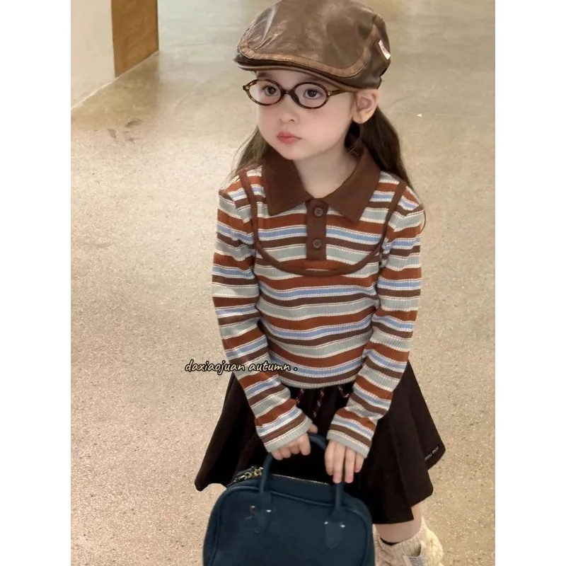 Spring Autumn Color Blocking Design Niche Striped T-shirt Long Sleeved 2025 New Base Shirt Top, Versatile Outerwear