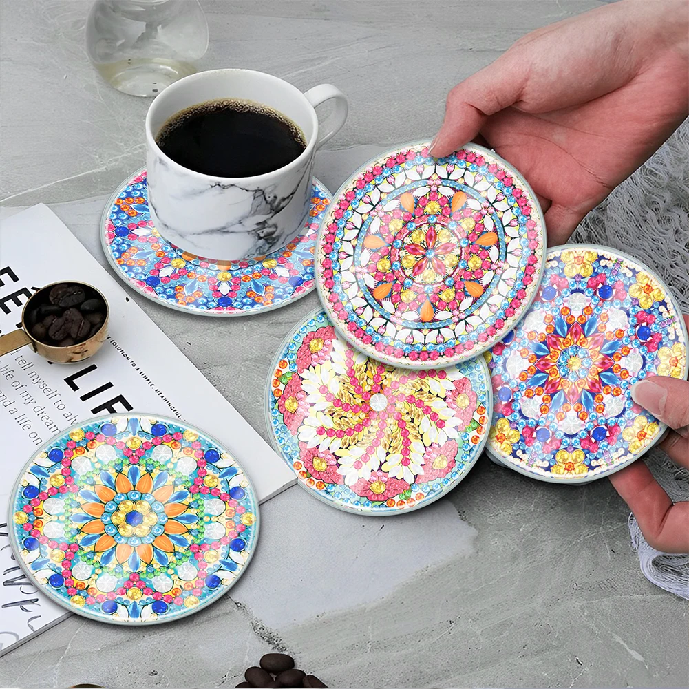 

6PCS Diamond Painting Art Coaster Kit Special Shape Diamond Painting DIY Coaster Acrylic for Adults Kids Beginner Gift Supplies
