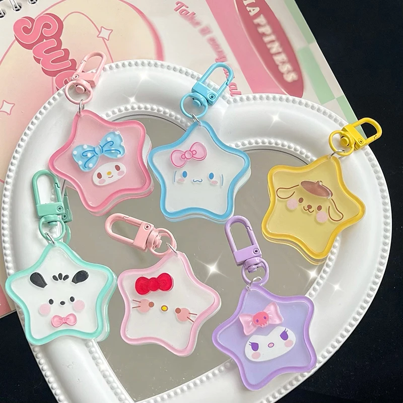 Chaveiro acrílico Sanrio Star para menina, pingente de mochila escolar, chaveiro bonito dos desenhos animados, presente doce e bonito, 1pc