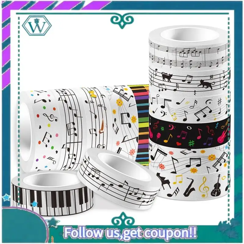 Upgraded Sweet Musical Note Theme Handbook Background DIY Washi Tape Sticker Scrapbooking Material Paper Craft Texture Stationer