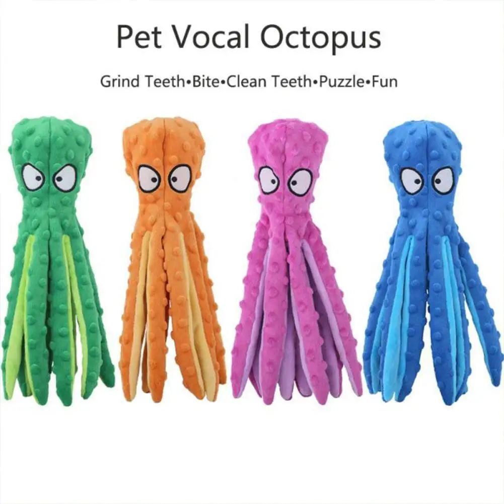 Pet Plush Toy Cat Dog Sound Octopus  Skin Shell Toy Bite Resistant Interactive Pet Dog Teeth Cleaning Chew Toy Pet Supplies