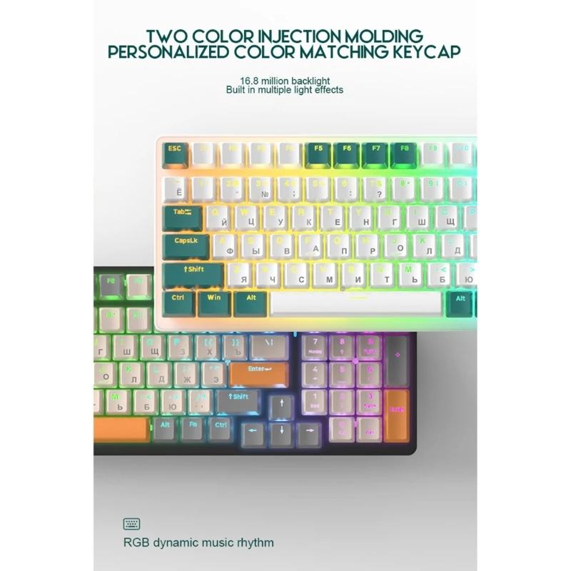 Imagem -05 - Teclas Russo Gaming Teclado Mecânico Tipo-c Wiredrussia Teclado Dinâmico Rgb Backlit Modos Tipo-c com Fio Dropshipping k3 100