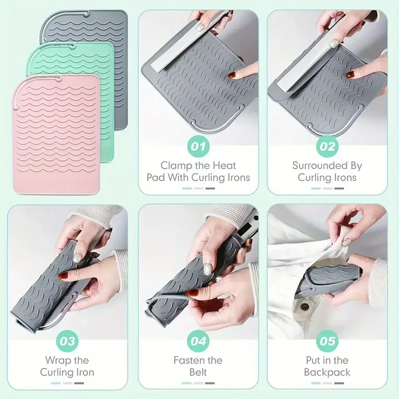 Neue Plus Size Silikon Hitzebeständige Matte Tragbare Reise Hot Tools Pad Abdeckung für Lockenstab, Glätteisen Haarglätter – Detail 12