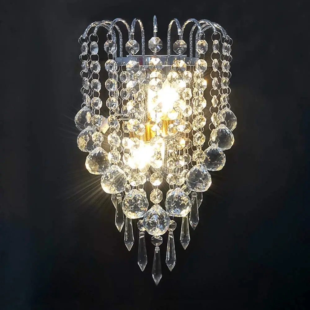 Chrome Wall Lamp Elegant design E14 Crystal   for Bedroom Hallway Restaurant Passage 