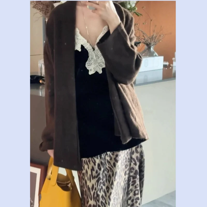 

Classic basic urban style yak wool knitted sweater cardigan for autumn and winter 2025