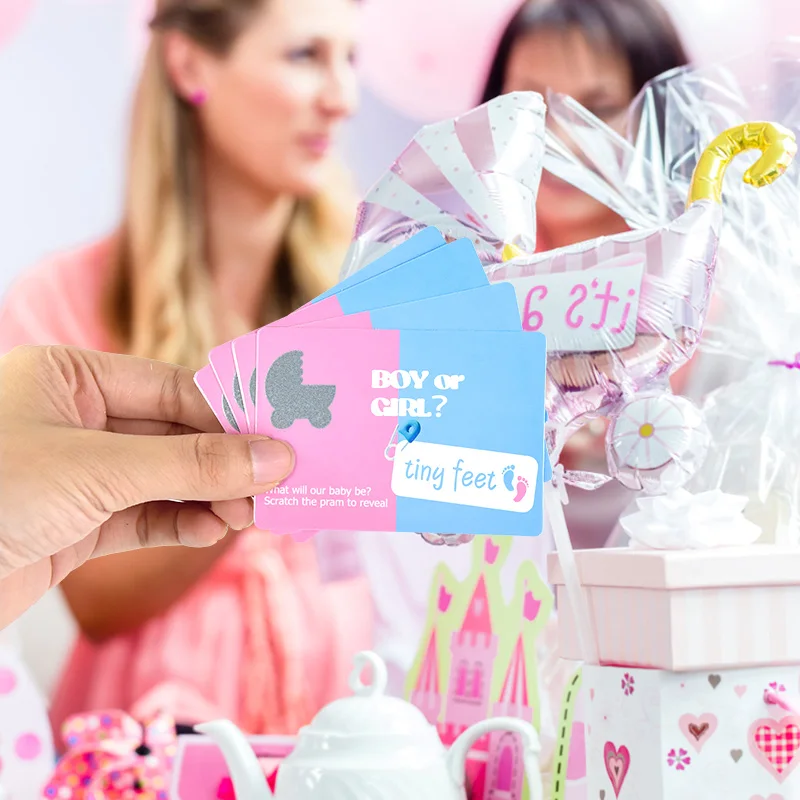 24pcs Baby Shower Scratch Cards Boy Or Girl Raffle Card Game For Gender Reveal Baptism Birthday Party Decor Baby Shower Supplies