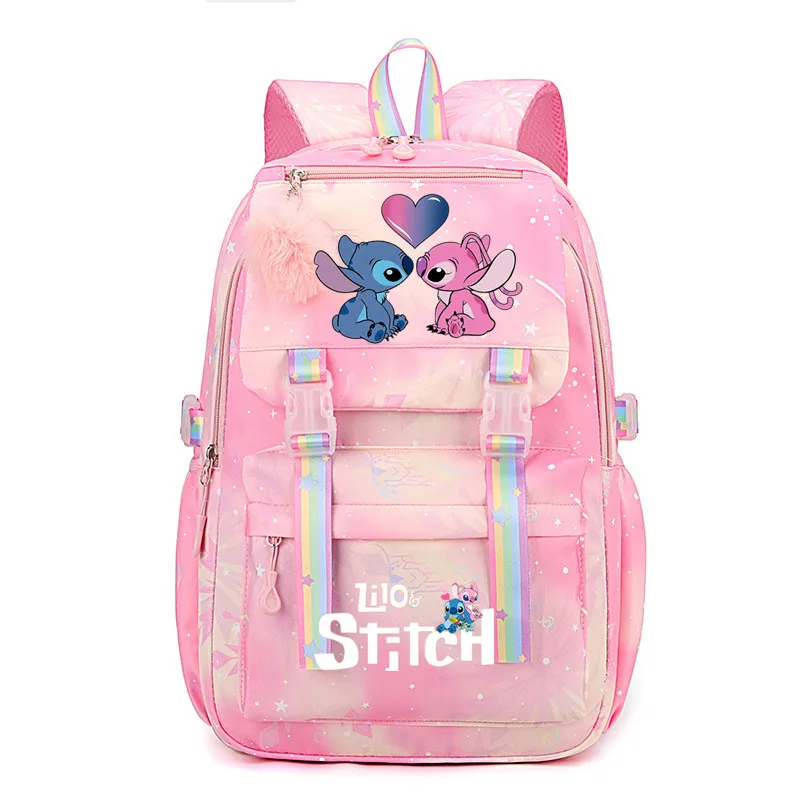 Lilo And Stitch-Mochilas multibolsillo para ordenador portátil, Mochilas escolares para adolescentes, Mochilas de viaje con Software de luz colorida