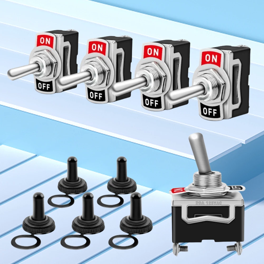 

12V Toggle Flick Switch Heavy Duty Rocker Switch with Waterproof Cover Toggle Flick Switches SPST Terminal Auto Toggle Switch