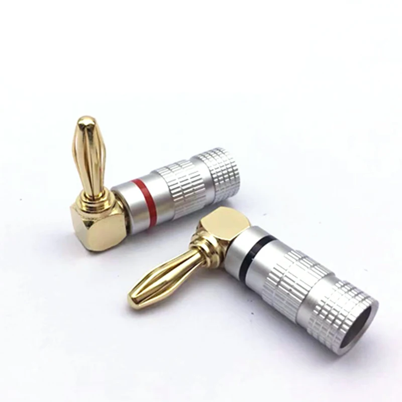 High Quality Banana Plug Right Angle 90 Degree 4mm Gold-Plated Speaker Adapter Audio Connector Banana Connectors