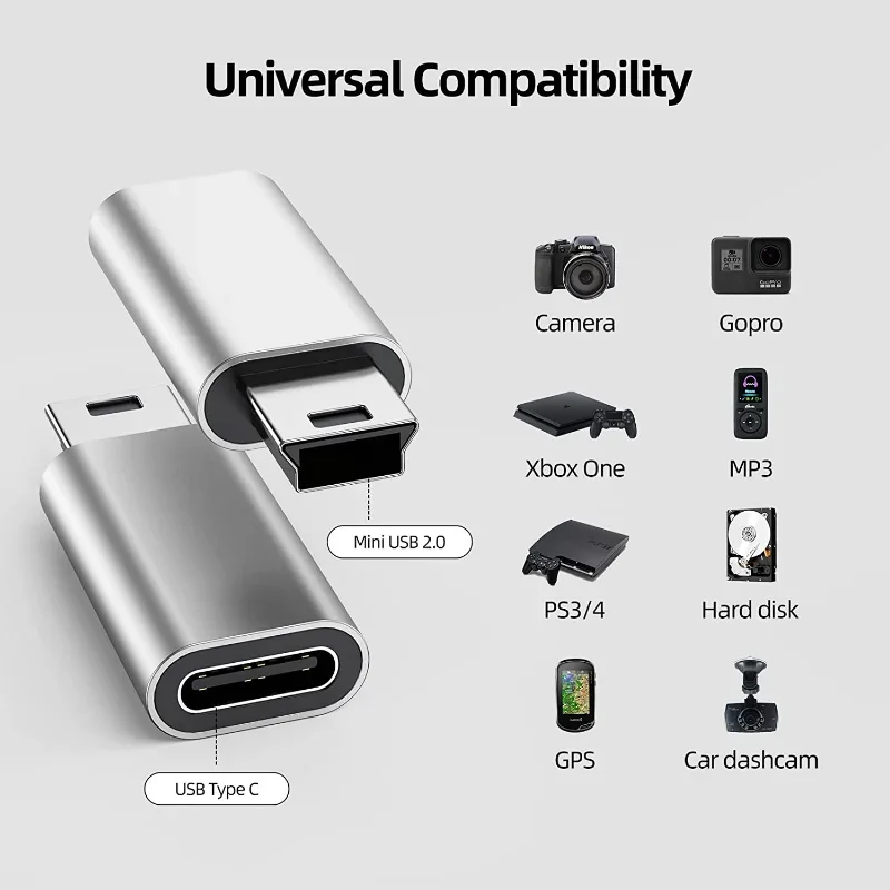 1-3Pcs Mini USB Male To Type C Female Adapter Converter for Android Smart Phone Tablet USB Type C To Mini USB Adapter Connector