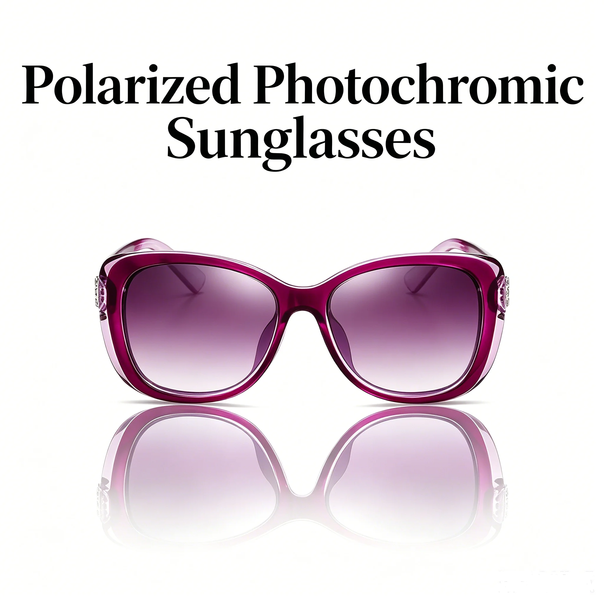 Popular Ladies Polarized Photochromic Sunglasses Anti UV Anti Glare Soft Frame Chic Eyewear For Outdoor Drive Daily Wear T516