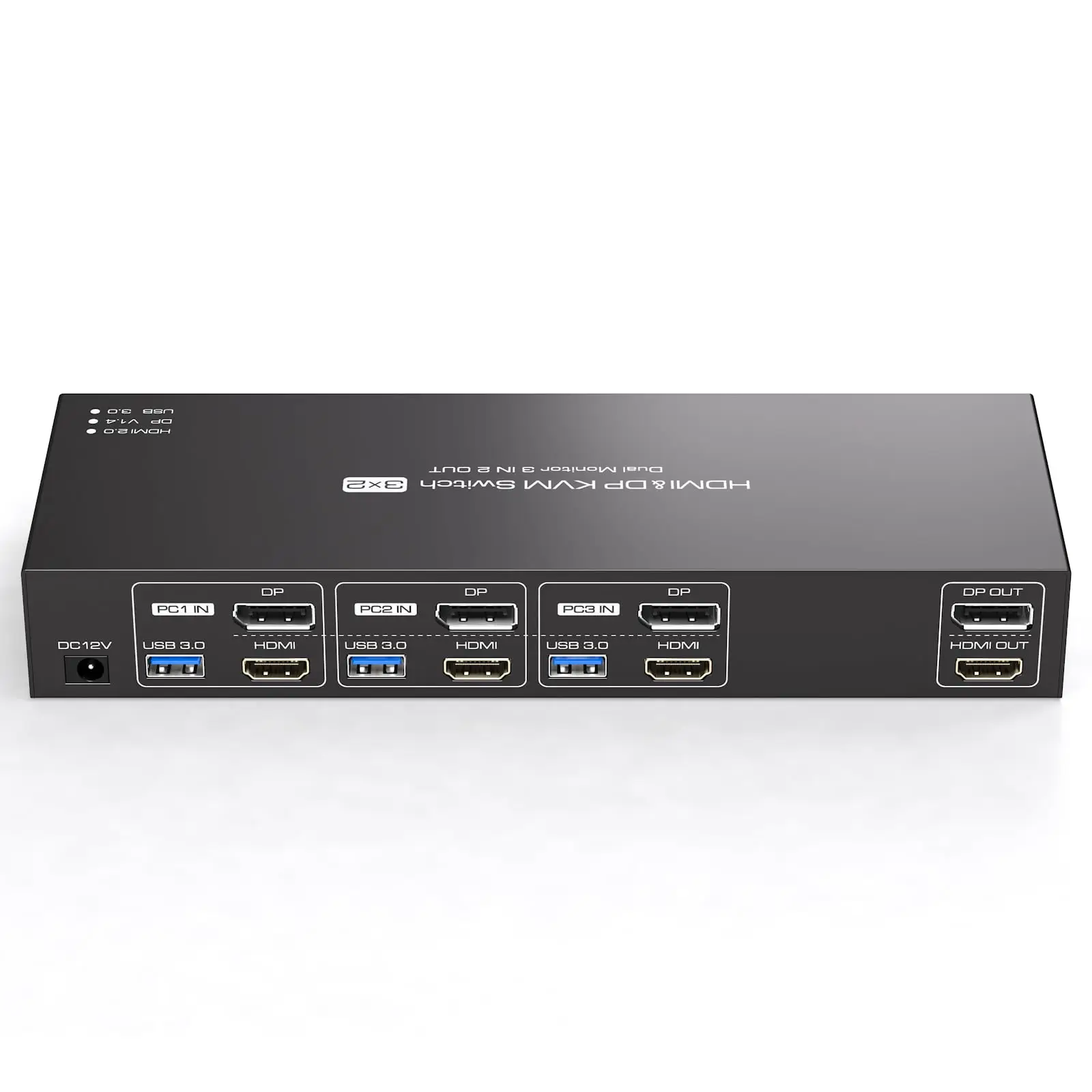 HDMI Displayport KVM Switch 2 Monitors 3 Computers,USB3.0 DP1.4 KVM Switch for 3 Computers Share 2 Monitors and 4 USB Devices