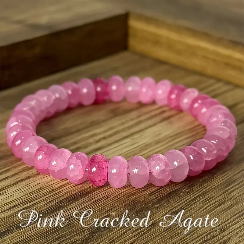 1/pc Elegant Pink Agate Anti Anxiety Bracelet for Relaxation Natural Stone, Bohemian and Retro Style Perfect Gift for Men Women
