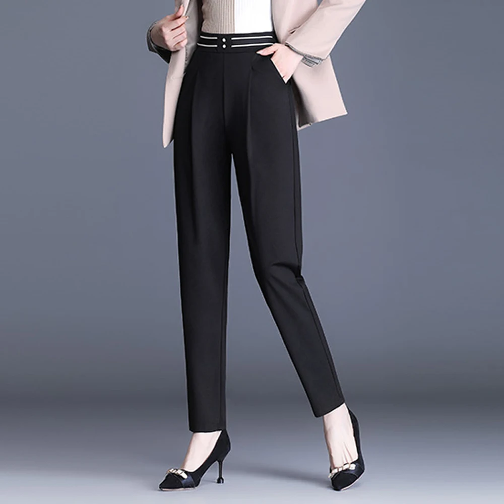 

Korean black straight leg pants for women's autumn new high waisted plus size fashionable casual pants plus size women's pants