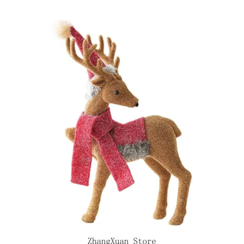 Saisonale Weihnachts-Hirschfigur mit rotem Schal und Geweih-Design, 3 x – Detail 4