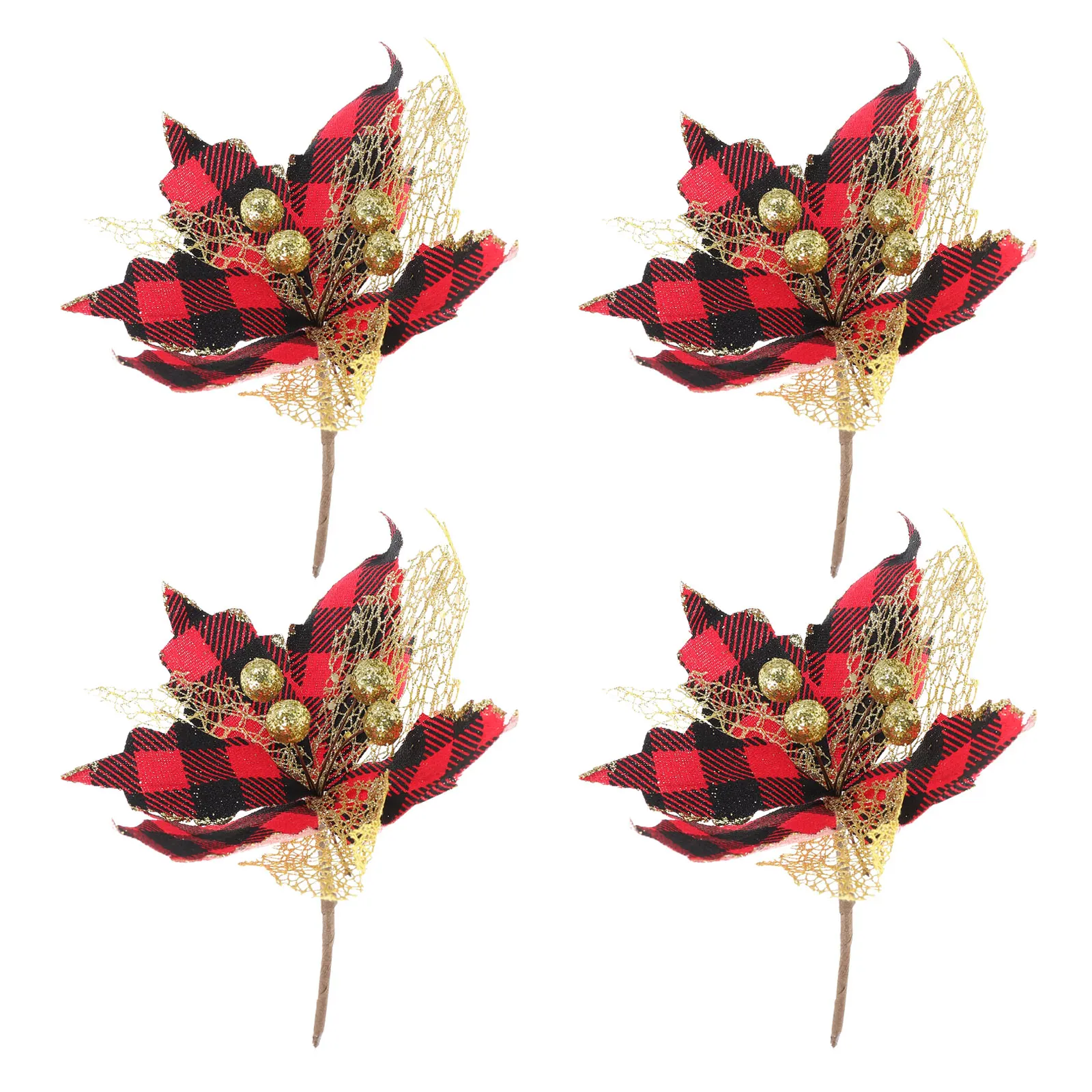 

4 Pcs Christmas Ornaments Flower Simulation Decorations Artificial Faux Flowers