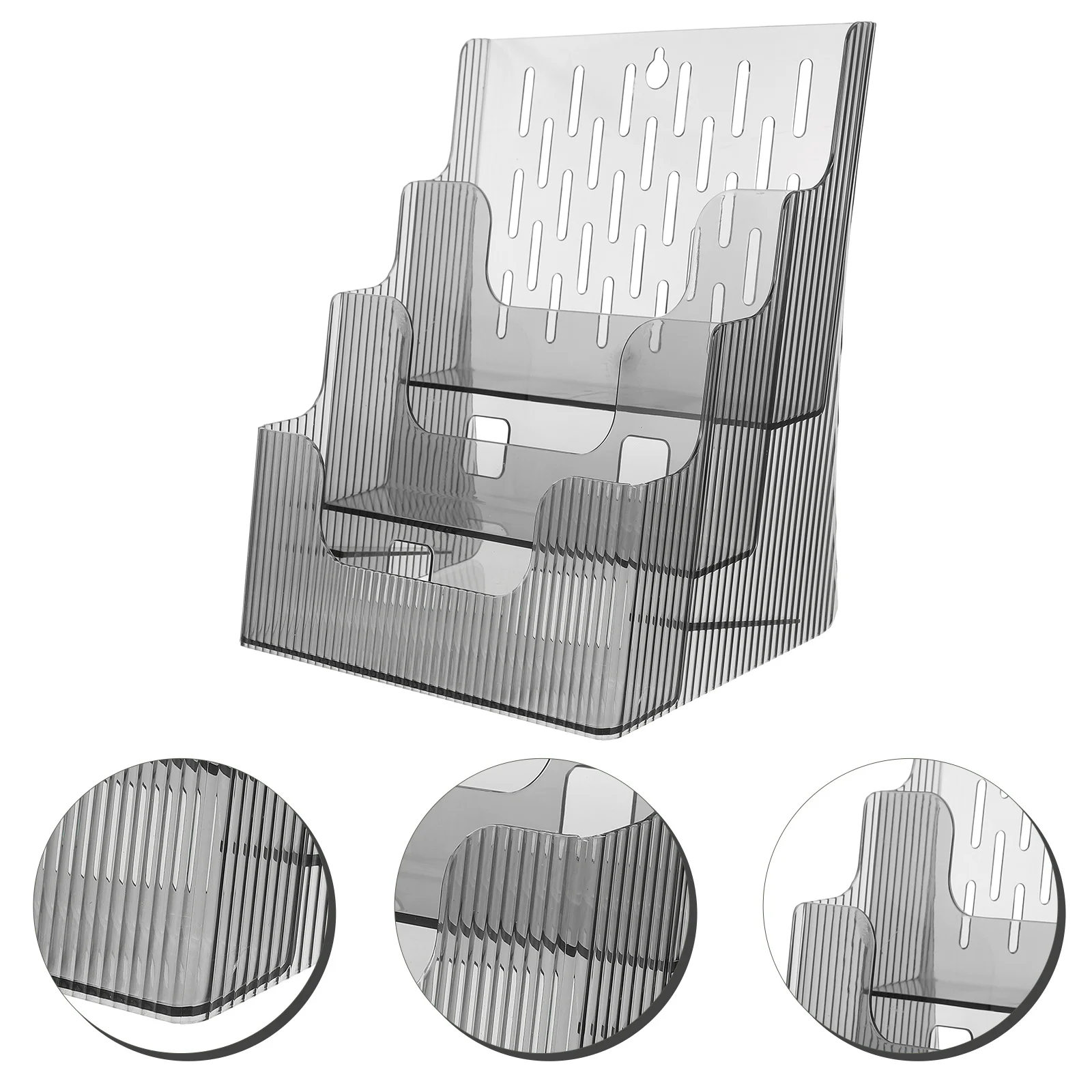 1pc Clear File Holder Acrylic Desktop Document Organizer Brochure Pamphlet Storage Rack Office Study Magazine Stand Folder