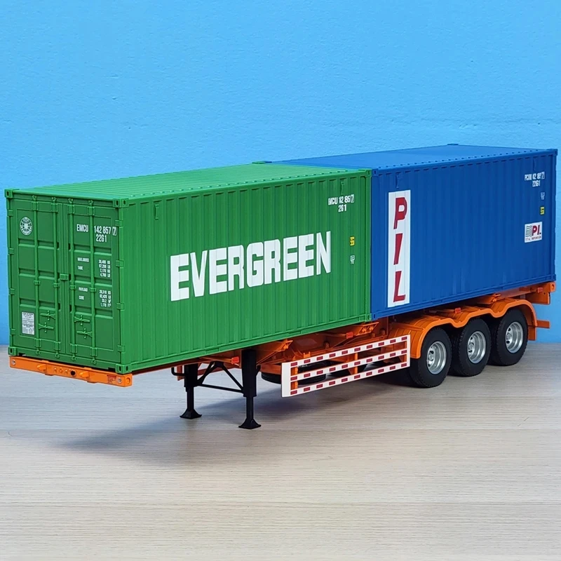 1:24 Scale Model Diecast Alloy Skeleton Truck Semi-trailer Freight Trailer ABS Container Toys Collection Display For Fans Gift