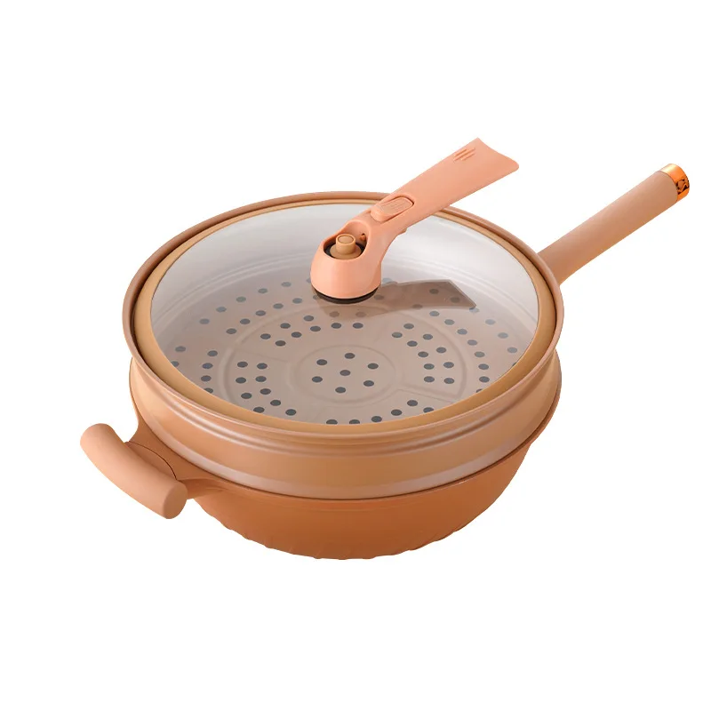 

Clay micro-pressure pot Household with steamer Multifunctional non-stick wok for gas and electricity
