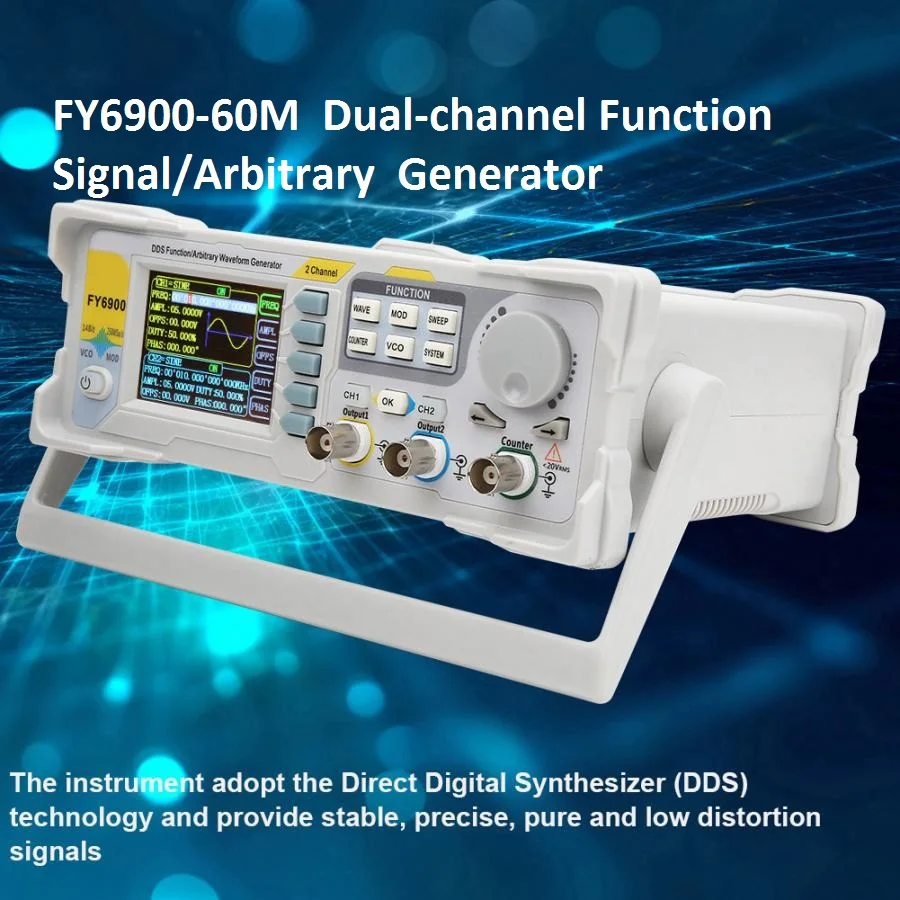 Feelelec FY6900 0-60MHz Funkcja cyfrowy Generator sygnału przebiegów arbitralnych DDS dwukanałowa AM FM PM ASK FSK PSK modulacja