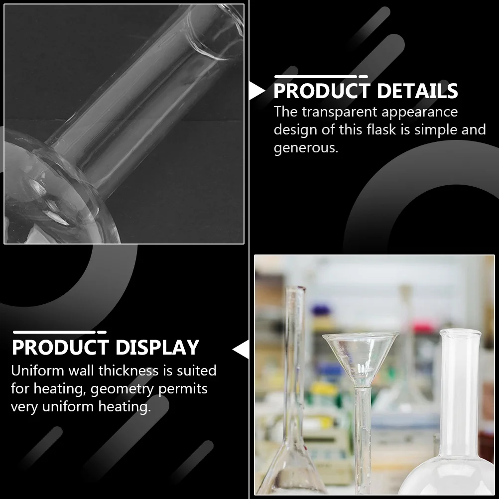 

3 Pcs Narrow Neck Flask Round Bottom for Experiment Flasks Boiling Transparent Science