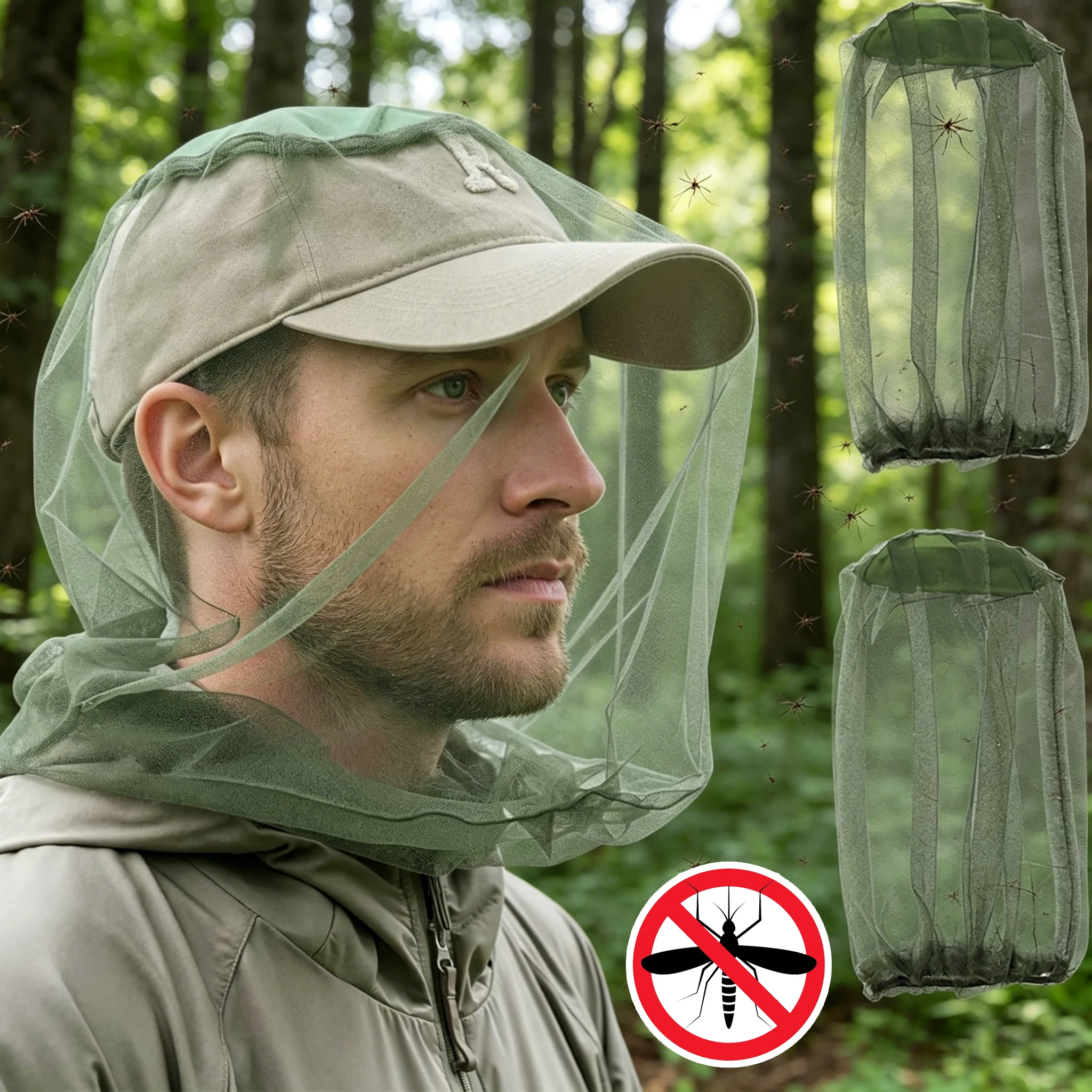 

Outdoor Fishing Night Fishing Hat Insect Mosquito Net Cap Sun Protection Hat Men Women Bee Shield Breathable Sun Visor Mask