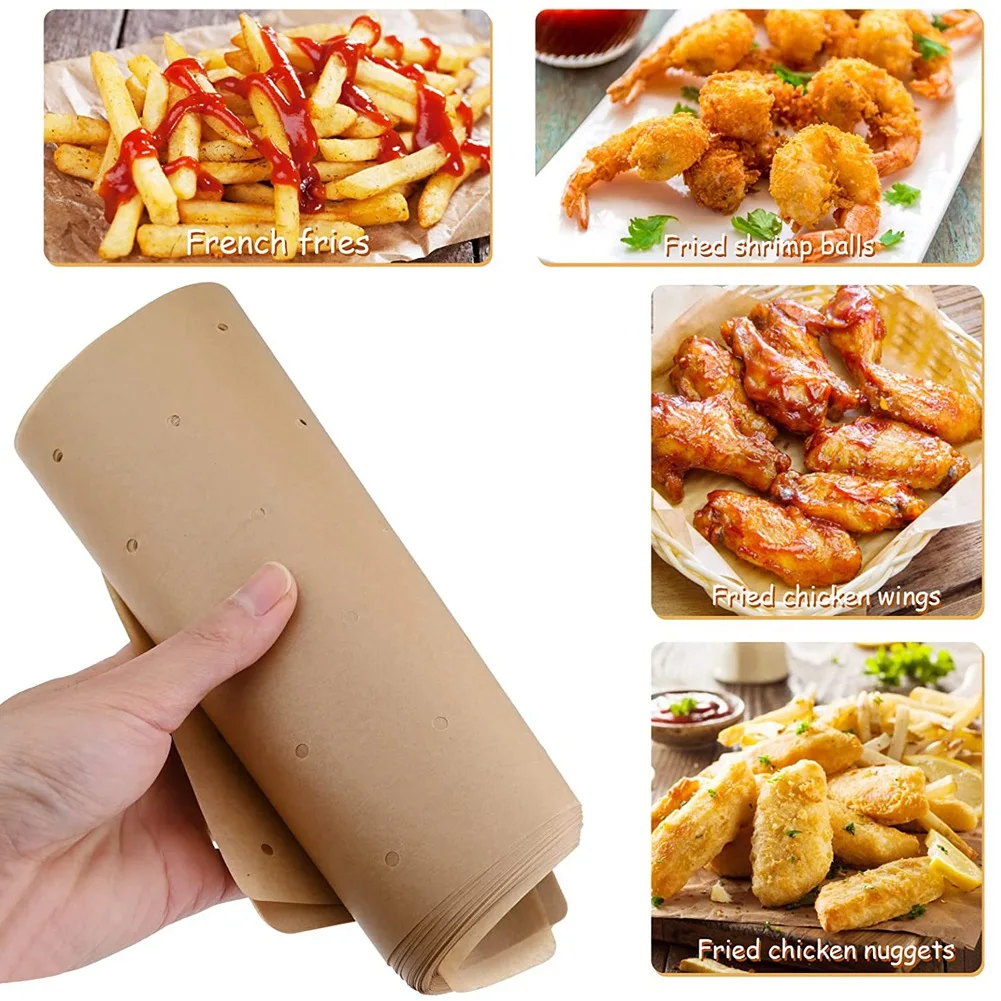 200Pcs Air Fryer Paper Air Hole Air Fryer Parchment Paper Liners for Ninja Foodi Grill 5-In-1 AG301 4Qt Air Fryer