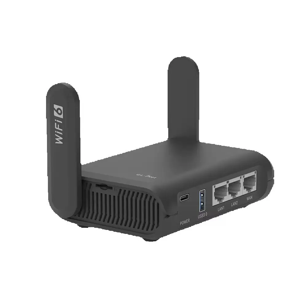 GL.iNet GL-AXT1800 (Slate AX) Reise-Router, tragbarer Wi-Fi 6 WLAN-Router, mobiler VPN-Router für Reisen, öffentliche Computer, Unternehmen, Mobilfunk/Wohnmobil/Kreuzfahrt/Flugzeug