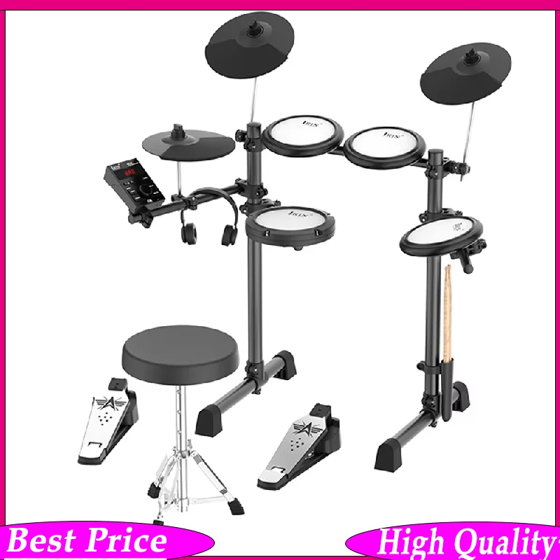 

Электронная ударная установка IRIN-ND-08, сетчатые силиконовые пэды, 5 барабанов, 3 тарелки, Bluetooth, MIDI, Silent Studio Essential