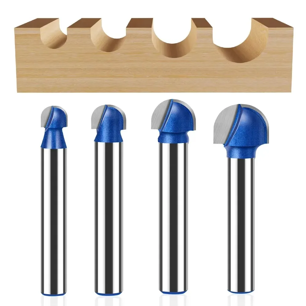 1 Pcs 6mm 1/4in Shank Round Nose Cove Box Router Bit Cutting Diameter Double Flute Core Box Woodworking Tool for Edge Forming