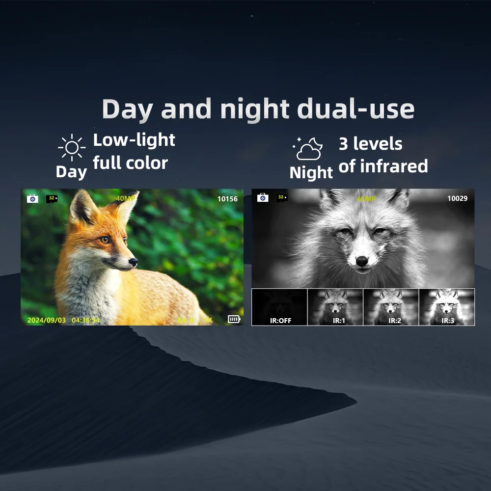 Ponbos-Télescope DulBinoculaire 4K UHD, Jumelles Infrarouges, Vision Nocturne pour la html, Camping, 40MP, Zoom Numérique 8X, 600M