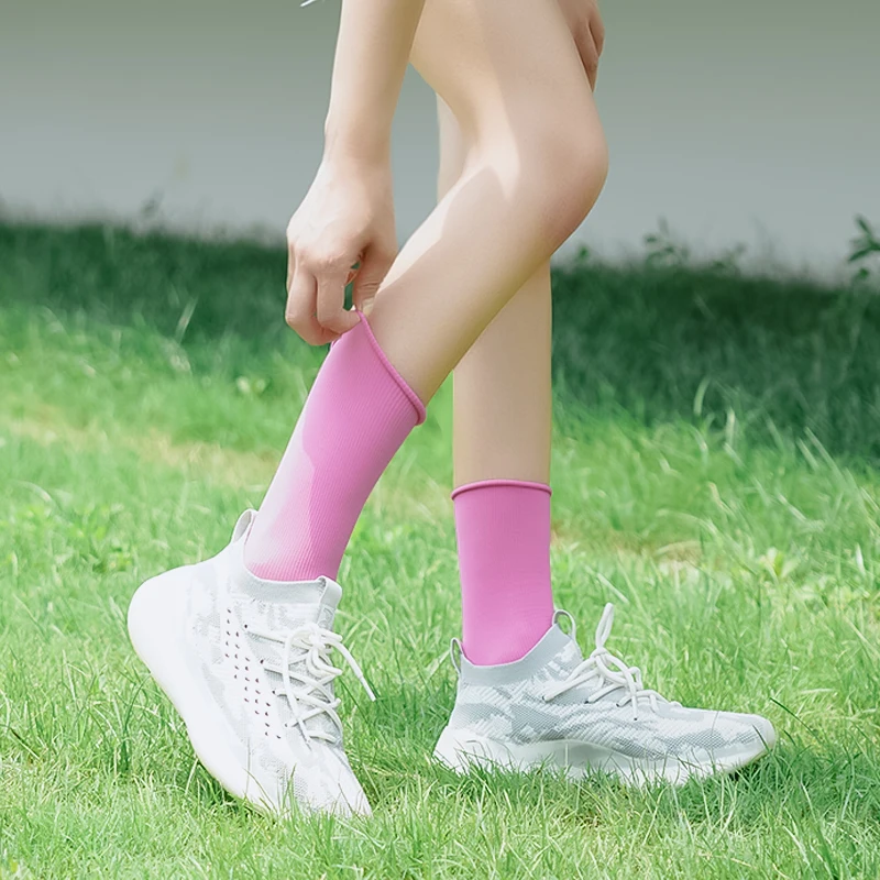 

Women Ice Thin Loose Socks Calf Tube Socks Summer Purple Knee Nylon Socks Japanese Fashion College Style Solid Color